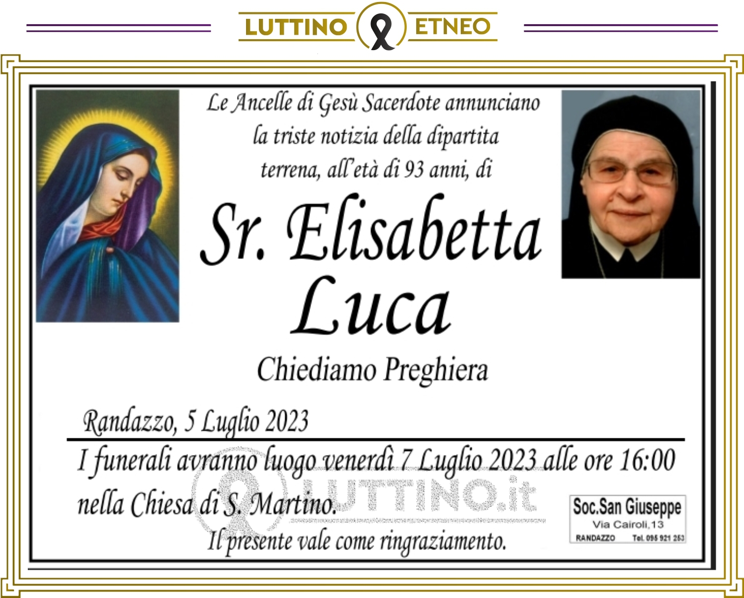 Suor Elisabetta Luca